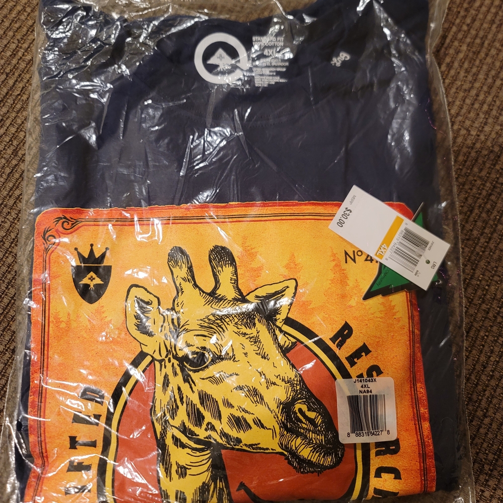 Navy Graphic T-Shirt with Giraffe Print